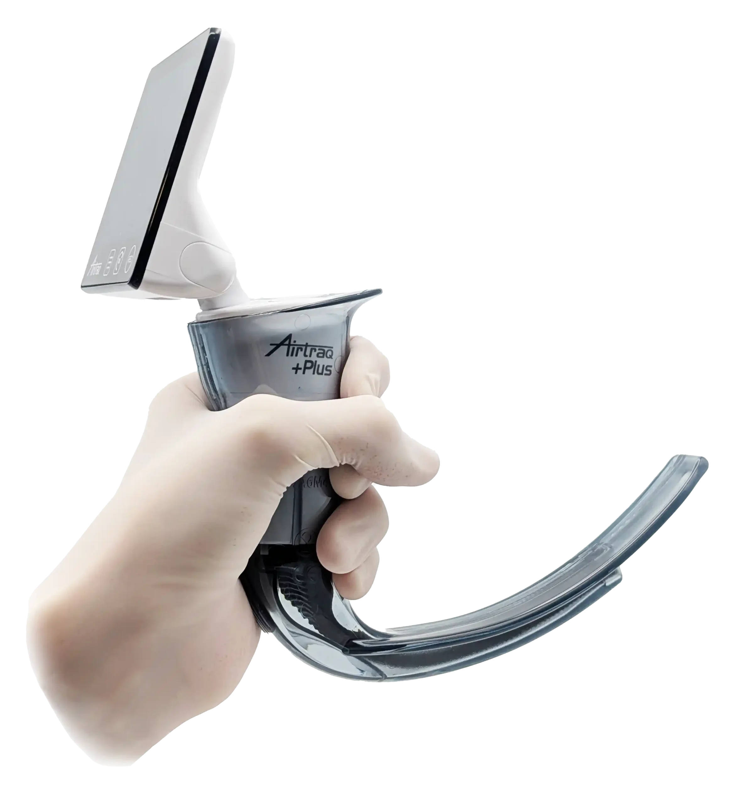 Hand holding the Airtraq Plus video laryngoscope
