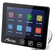 Airtraq video laryngoscope monitor with interface screen.