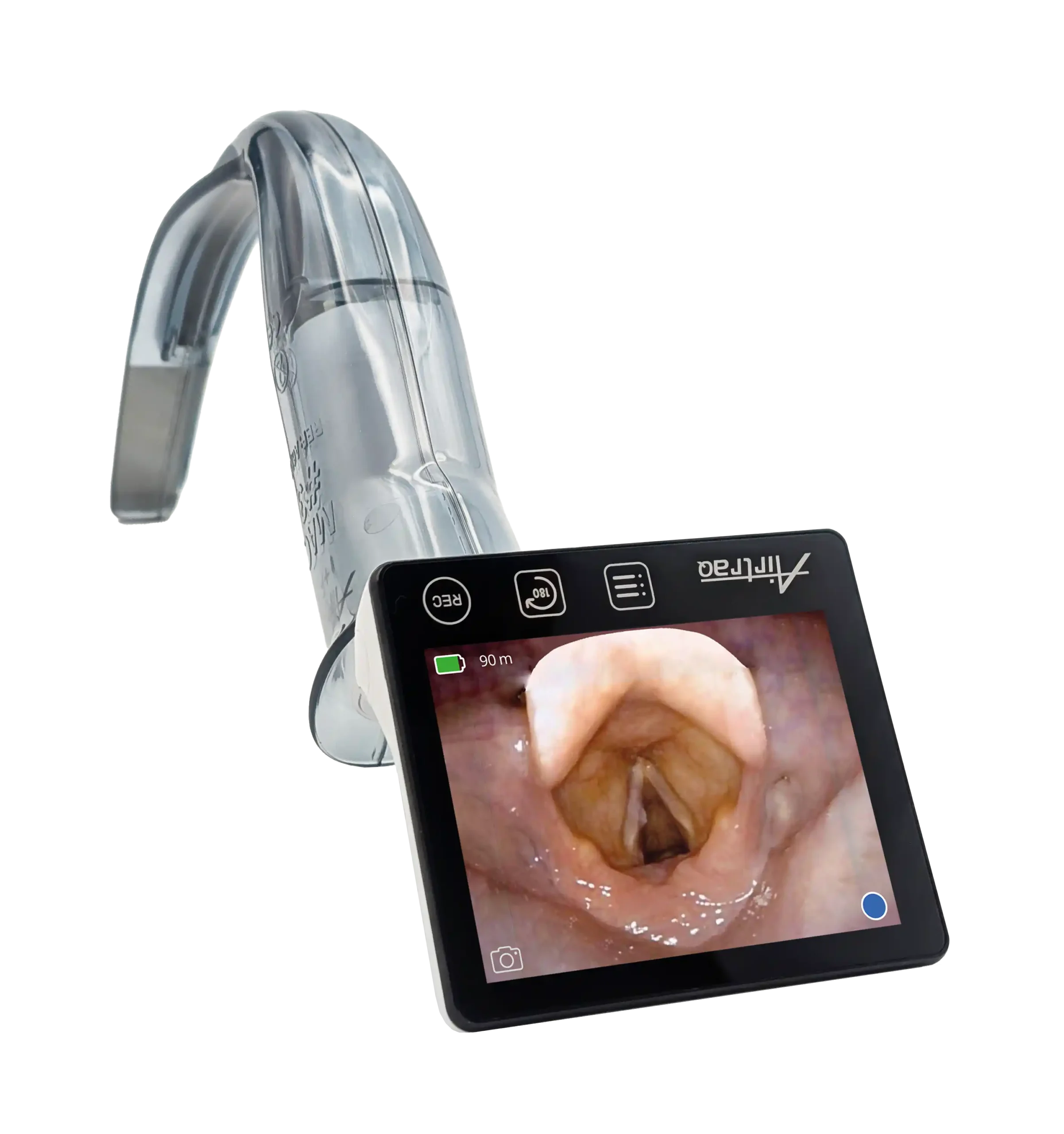 Hand holding the Airtraq Plus video laryngoscope
